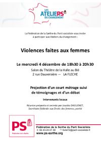Violences faites aux femmes. Le mercredi 4 décembre 2013 à La Flèche. Sarthe.  18H30
